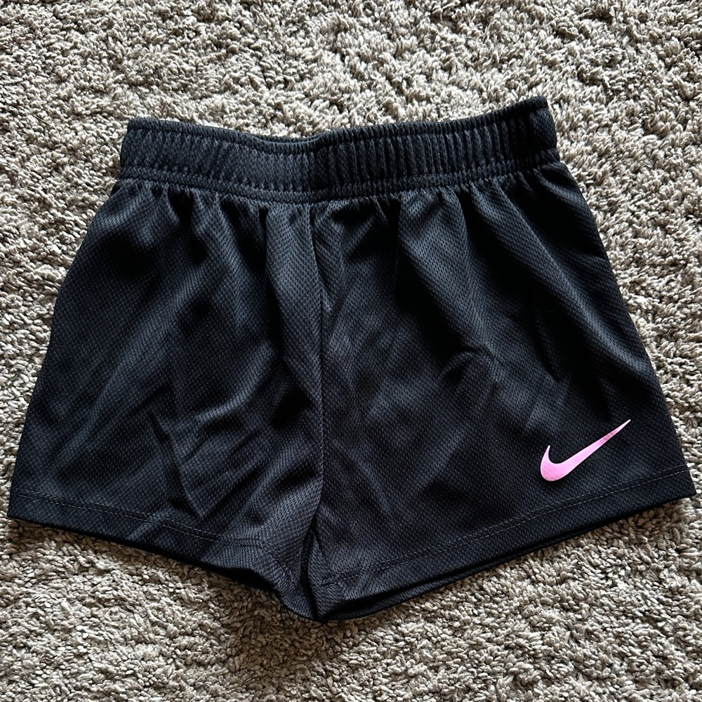 Nike Kids Black Shorts with Pink Logo
